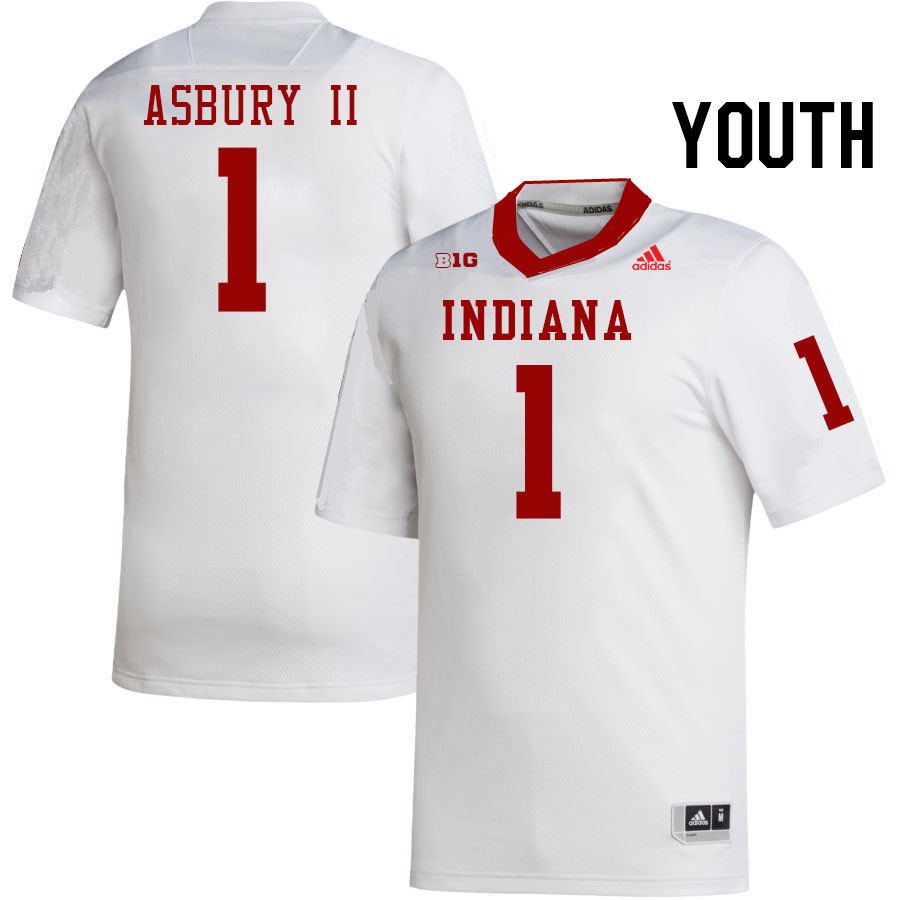 Youth #1 Shawn Asbury II Indiana Hoosiers College Football Jerseys Stitched-White